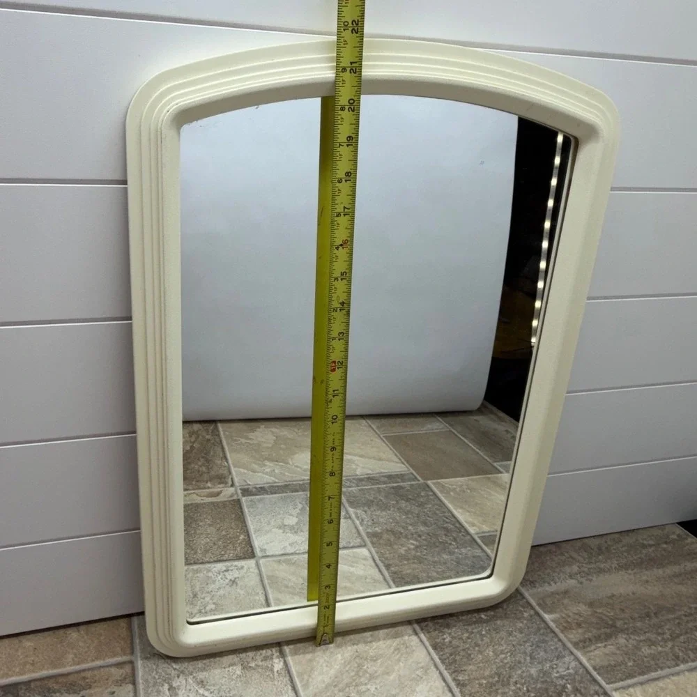 Vintage Stanley Works Arched Wall Mirror Off-White Cream TAT4102WT-1319 16x21